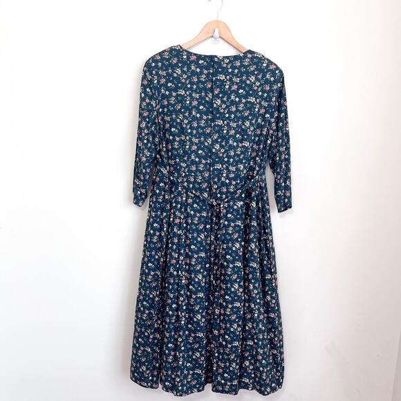 Vintage Cottagecore Prairie Dress Size 20W Green Floral Lace Country Peasant - Picture 4 of 12